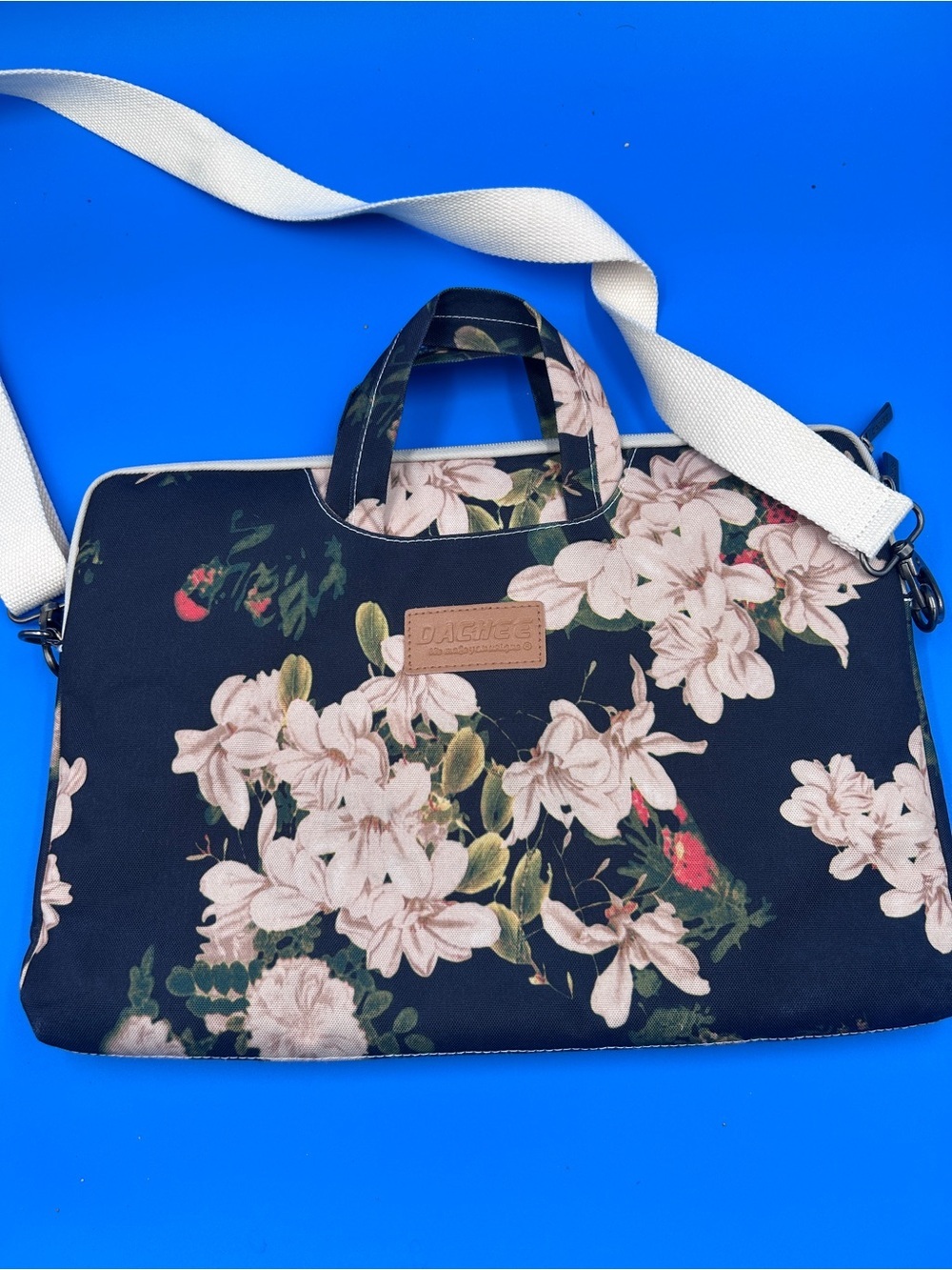 Dachee Floral Tote Bag - Navy with Blush Flowers